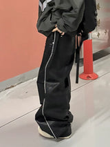 wet coating piping wide pants