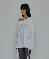 ONE SHOULDER GRAPHIC LONG SLEEVE_WHITE
