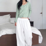 Luwan Fluffy Angora Square Neck Knit Cardigan