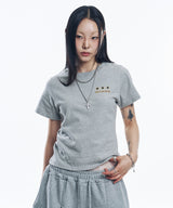 スターレタリングクロップドTシャツ - グレー