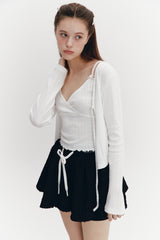 Ribbon Punching Cardigan Ivory