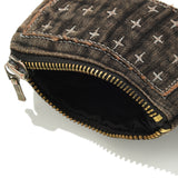 Patchwork denim card wallet / Vintage black