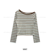 Pouch Multi Stripe One-Shoulder Long Sleeve