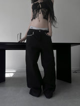 cross studded buckle pants