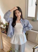 [SHOPPERMADE] Chiffon Flare Layered Sleeveless Mini Dress