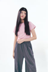 Heart Logo Shirring Detail Top Pink