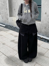 Flick Check Wide Cotton Balloon Pants