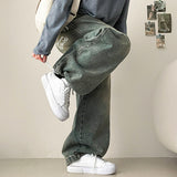 Nenti Bag Printed Washing Wide Denim Pants