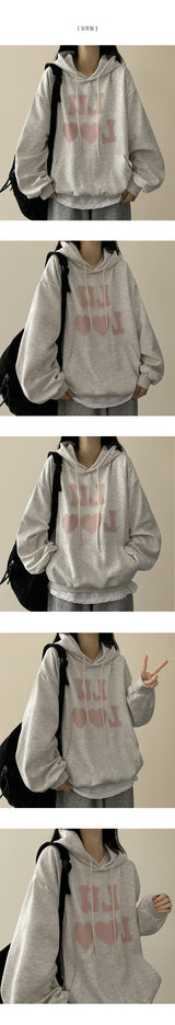 Luro dot heart lettering hood