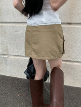  Field Cargo Pocket Mini Skirt & Belt SET (4 colors)