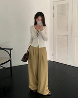 Meld Buckle Pintuck Slacks Pants