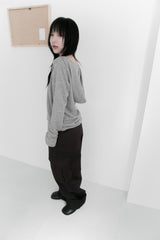 カッティングショルダーアンバールフードトップ(3colors)