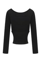 Eyelet side-cut tee (black)