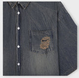 Summer shea damage washed denim half shirt
