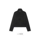 ベルベットコーデュロイカーブクロップジップアップ(Black)