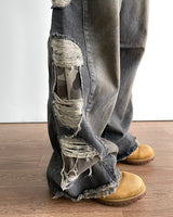 Destroyed Camouflage Denim Pants