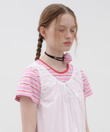 Shirring Sleeveless Dress - White