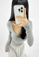 (WITH VOLUME PADS/BASIC ITEM/COMFORT & STRETCH GUARANTEED❤) 3 COLORS ベーシックストレッチセミクロップドUネックTシャツ