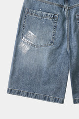 エイジスプラッターカーペンターデニムショーツ(Washed Blue)