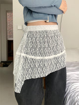 LACE UNBAL LAYERED SKIRT (2C)