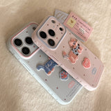 Embroidered Blue Pink Cat Soft iPhone Case