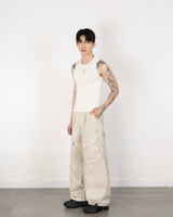 Metal Cotton Cargo Pants Beige