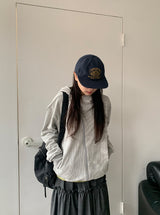 Kyuki Unbalanced Striped Hood Zip-Up