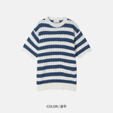 LMN Cobbs Twisted Stripe Short Sleeve Knitwear (3 colors)