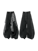 RELABEL Three-dimensional Composition (Extended form) Removable Checkered Butt Curtain Washed Large Silhouette Jeans