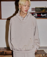 SNAP LOGO BALLOON HOODIE_BEIGE GRAY