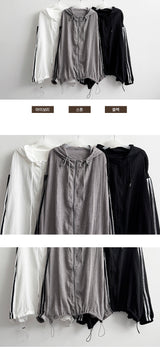 Naad Gauze Wang Boxy Two-Line Track String Hooded Zip-Up Jumper