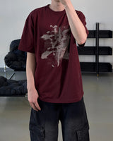 Las Faded Printing Oversized Short Sleeve