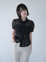 シャーリングシアーブラウス ブラック