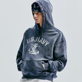 USN VTG DYEING HOODIE DUSTY NAVY