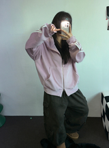 FLEECE/STRING TWO CARGO RIVET WIDE BALLOON LONG PANTS💚🤎🖤🩶4COLOR