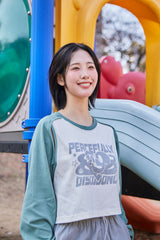 オープンアームホールハートラグラン ½Tシャツ (green/ivory)