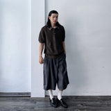 Muted Grid Knit Short Sleeve Top
