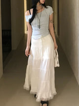 ヘイレイアンバランスオフショルダーレースハーフTシャツ & マフラーセット