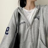 Moco Number Patch Embroidery Overfit Two Way Hooded Zip-Up