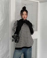 オドストライプレイヤードTシャツ