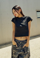 (W) Who love クロップド半袖Tシャツ