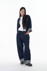 Non fade roll-up denim pants