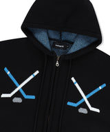 HOCKEY KNIT ZIP-UP HOODIE