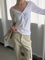 Soft twist off-shoulder t-shirts(2color)