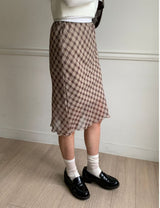 softie checkered midi skirt