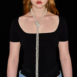  GLASS PEARL LONG NECKLACE (WHITE)