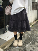 エロ チェック フリル ミディ スカート (2c)
