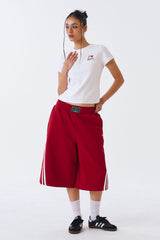 Solid Bermuda Shorts Deep Red
