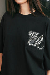 ラインストーンパッチベーシックTシャツ