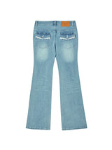 LACE BOOTCUT DENIM PANTS BLUE